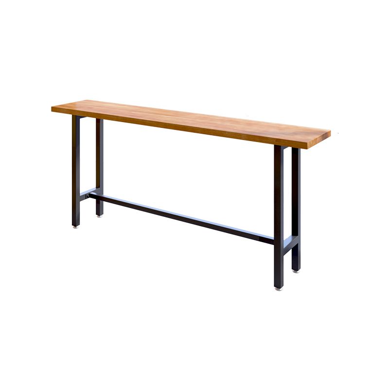 Brown Modern Style Table Solid Wood and Iron with Footrest Coffee Shop Bar Table Clearhalo 'Bar Furniture' 'Bar Tables' 'bar_tables' 'furn' 'furn_bar_tables' 'Furniture' 'furniture_bar_tables' 'Kitchen & Dining Furniture' 1200x1200_fe60d432-2d74-4ca5-a250-f500eb8f8112