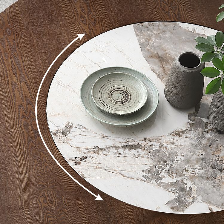 Mesa de pedestal redonda Simplicidad estilo mesa de comedor de madera maciza con plato giratorio
