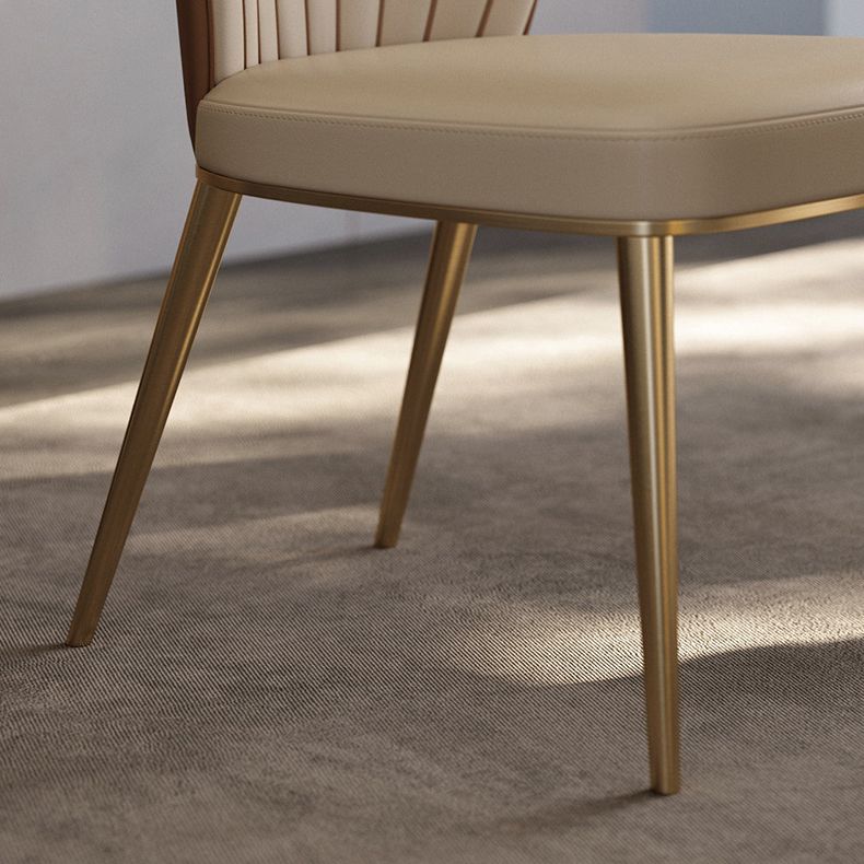 Armless Low Back Side Chair Metal Legs Faux Leather Dining Chairs