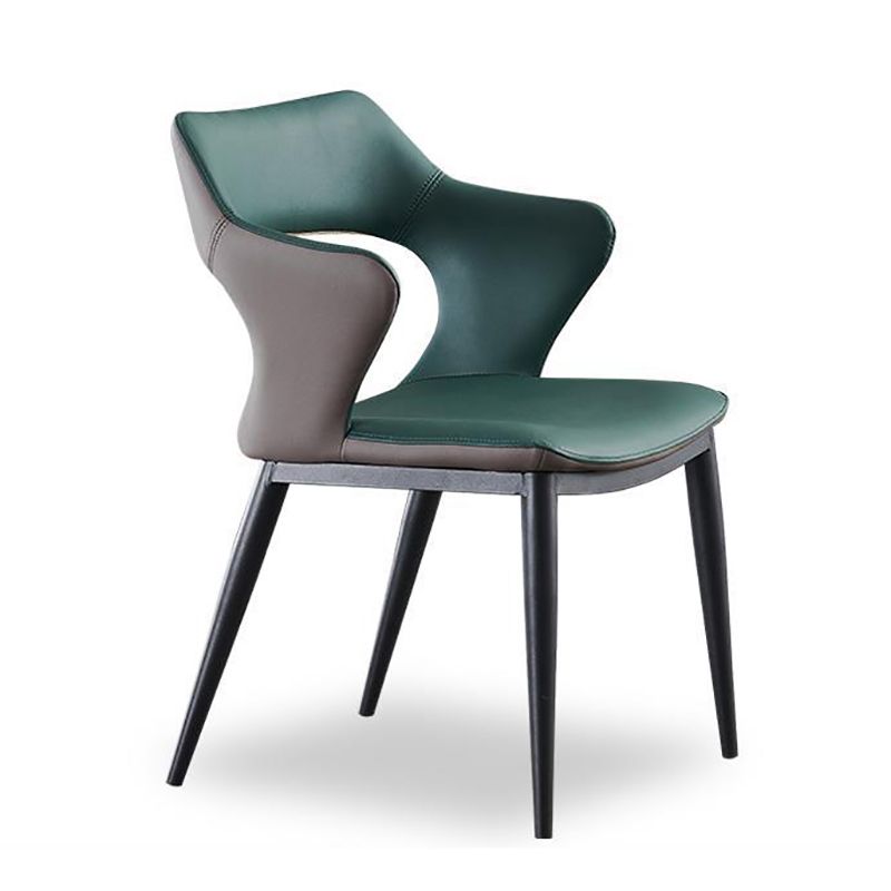 Metal Base Dining Chair Modern Style Faux Leather Arm Dining Chairs Clearhalo 'Dining Chairs' 'Dining Tables & Seating' 'dining_chair' 'furn' 'furn_dining_chair' 'Furniture' 'Kitchen & Dining Furniture' 1200x1200_fe637eef-268a-4368-9bed-c952de09a737