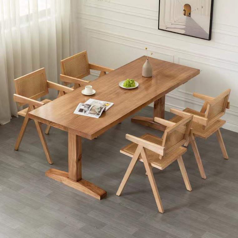 Modern 1/2/3/5 Pieces Beige Dinette Set Pine Wood Rectangle Dining Table Set Clearhalo 'Dining Room Sets' 'Dining Tables & Seating' 'dining_room_set' 'furn' 'furn_dining_room_set' 'Furniture' 'furniture_dining_room_set' 'Kitchen & Dining Furniture' 1200x1200_fe63ff7b-b96c-4e8e-bbc7-eeabf6066438