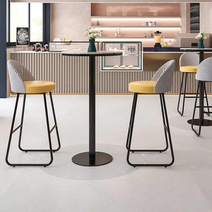 Industrial Metal Bar Table 23.6" Round Faux Marble Top Pedestal Bistro Table for Cafe Clearhalo 'Bar Furniture' 'Bar Tables' 'bar_tables' 'Furniture' 'furniture_bar_tables' 'Kitchen & Dining Furniture' 'kitchen&dining_furn' 'kitchen' 1200x1200_fe659bae-946e-402a-9bb1-425ea977fda8