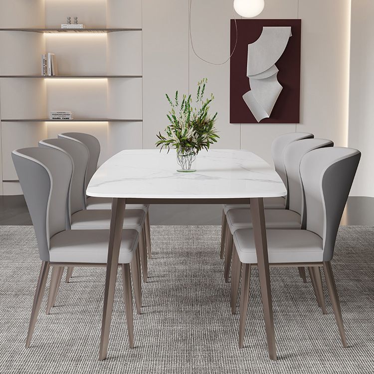 Nordic Style 1/4/5/7 Pieces Dining Set Sintered Stone Dining Table Set with Metal Legs Clearhalo 'Dining Room Sets' 'Dining Tables & Seating' 'dining_room_set' 'furn' 'furn_dining_room_set' 'Furniture' 'furniture_dining_room_set' 'Kitchen & Dining Furniture' 'kitchen&dining_furn' 'kitchen' 1200x1200_fe65c009-fbf0-415a-8056-66922e608fd9