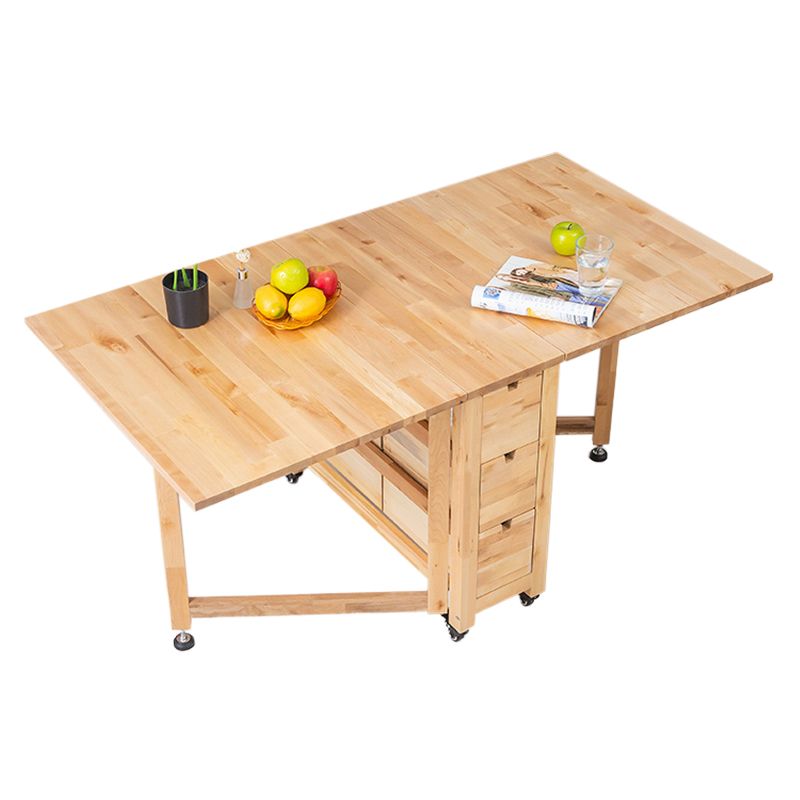 Moderne stijl rechthoekige massief houten eettafel met neerklapbaar blad, 59" x 31,5" x 29,5"