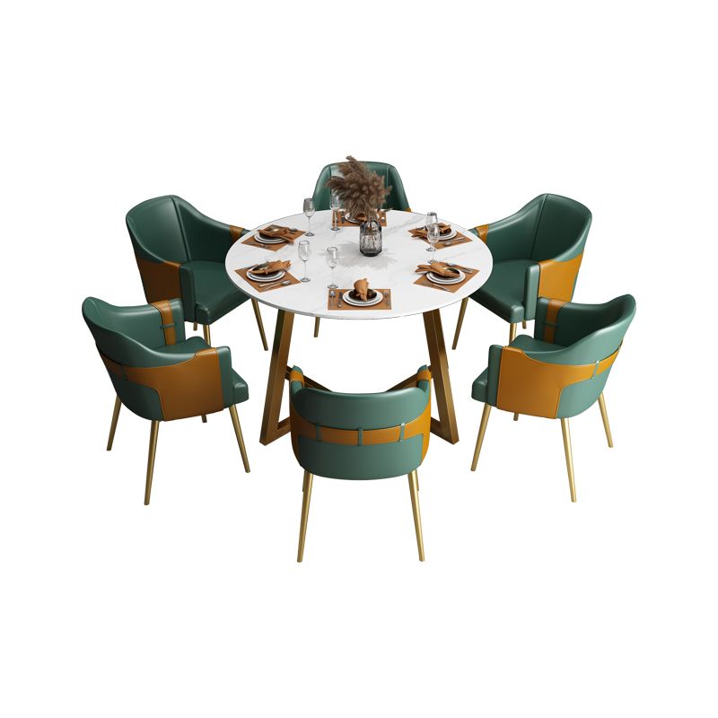 Glam 1/7 Pieces Dining Set Circular Stone Dining Table for Dining Room Clearhalo 'Dining Room Sets' 'Dining Tables & Seating' 'dining_room_set' 'furn' 'furn_dining_room_set' 'Furniture' 'furniture_dining_room_set' 'Kitchen & Dining Furniture' 1200x1200_fe67df9e-8248-45ae-b8be-1d73aa60df44