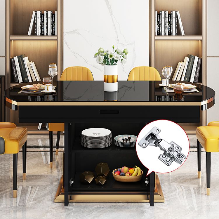 Mesa de comedor extensible de escritorio de vidrio redonda moderna con taquillas para comedor