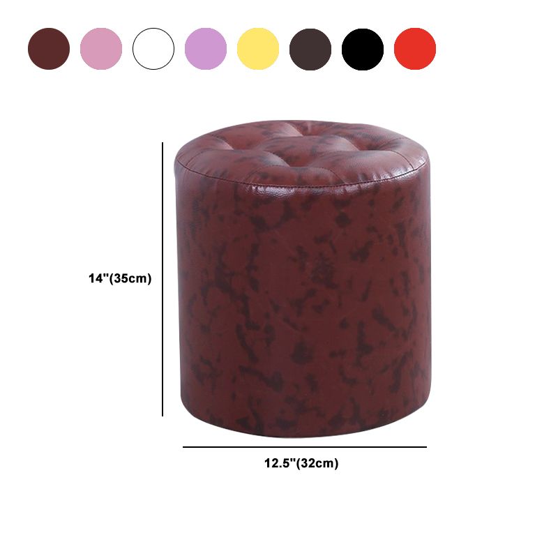 Modern Cylinder Shape Boucle Pouf Plain PU Leather Tufted Ottoman Footrest Clearhalo 'furn' 'furn_ottomans_poufs' 'Furniture' 'Living Room Furniture' 'Ottomans & Poufs' 'ottomans_poufs' 1200x1200_fe683bef-bccb-46c2-8399-231c457e6118