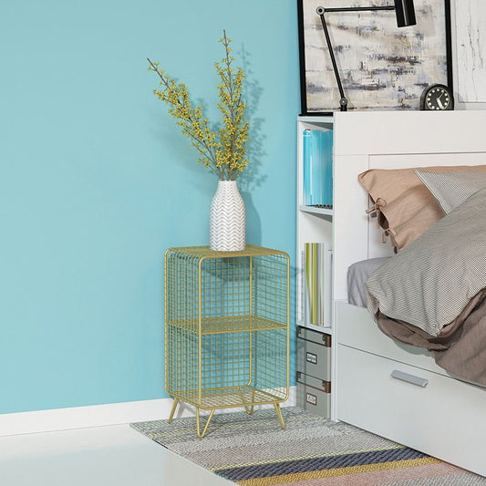 Glamakzent Tisch Nachttisch antikes Finish -Bett Nachttisch mit Regalen