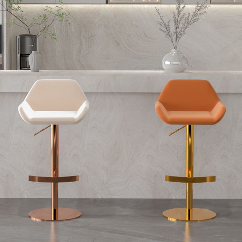 Glam Style Counter Stool Leather Adjustable Height Bar Stool with Metal Base Clearhalo 'Bar Furniture' 'Bar Stools' 'bar_stools' 'furn' 'furn_bar_stools' 'Furniture' 'Kitchen & Dining Furniture' 1200x1200_fe6a8799-a021-46dd-a3c6-54011d7f3c48