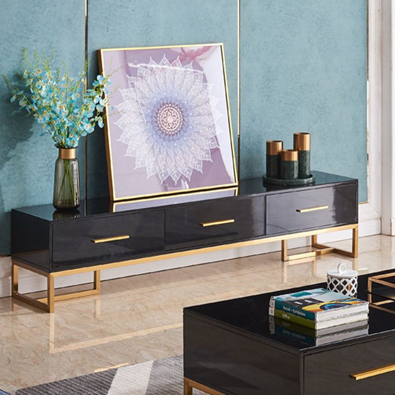 Glam TV Media Stand Glass Enclosed Storage TV Stand Console with Drawers Clearhalo 'furn' 'furn_tv_stands_entertainment_centers' 'Furniture' 'Living Room Furniture' 'TV Stands & Entertainment Centers' 'TV Stands & Media Storage Furniture' 'tv_stands_entertainment_centers' 1200x1200_fe6abc62-d5a7-4441-ae24-dfe3e813c67b