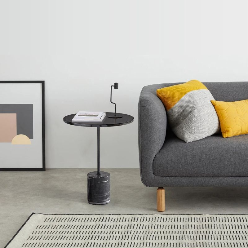 Mesa de portaobjetos del pedestal negro mesa redonda de la esquina para la sala de estar