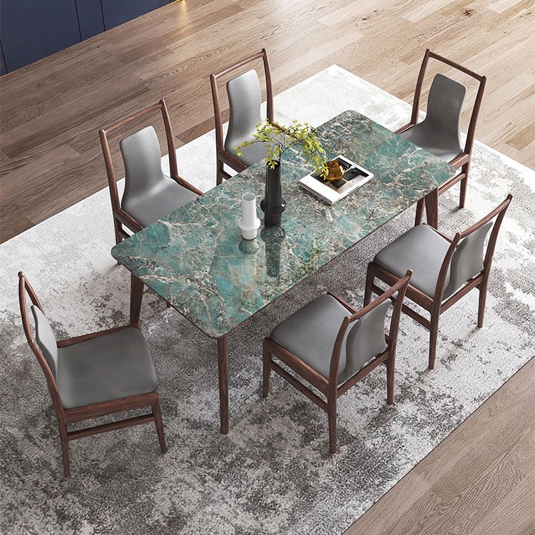 Modern Sintered Stone Top Dining Set 1/4/5/7 Pieces Walnut Dining Table with Chairs Clearhalo 'Dining Room Sets' 'Dining Tables & Seating' 'dining_room_set' 'furn' 'furn_dining_room_set' 'Furniture' 'furniture_dining_room_set' 'Kitchen & Dining Furniture' 1200x1200_fe6cb603-8a57-4435-a238-6dd67e4c8378