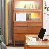 Modern Style Sideboard Cabinet Home Wooden Side Board with Glass Doors Clearhalo 'buffet_sideboard' 'Buffets & Sideboards' 'furn' 'furn_buffet_sideboard' 'Furniture' 'Kitchen & Dining Furniture' 1200x1200_fe6cd895-73a5-4992-bff2-16a32b32ec2c