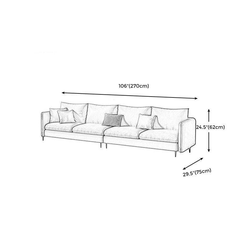 Banco contemporáneo de asentamiento de brazo cuadrado estándar con almohadas en gris