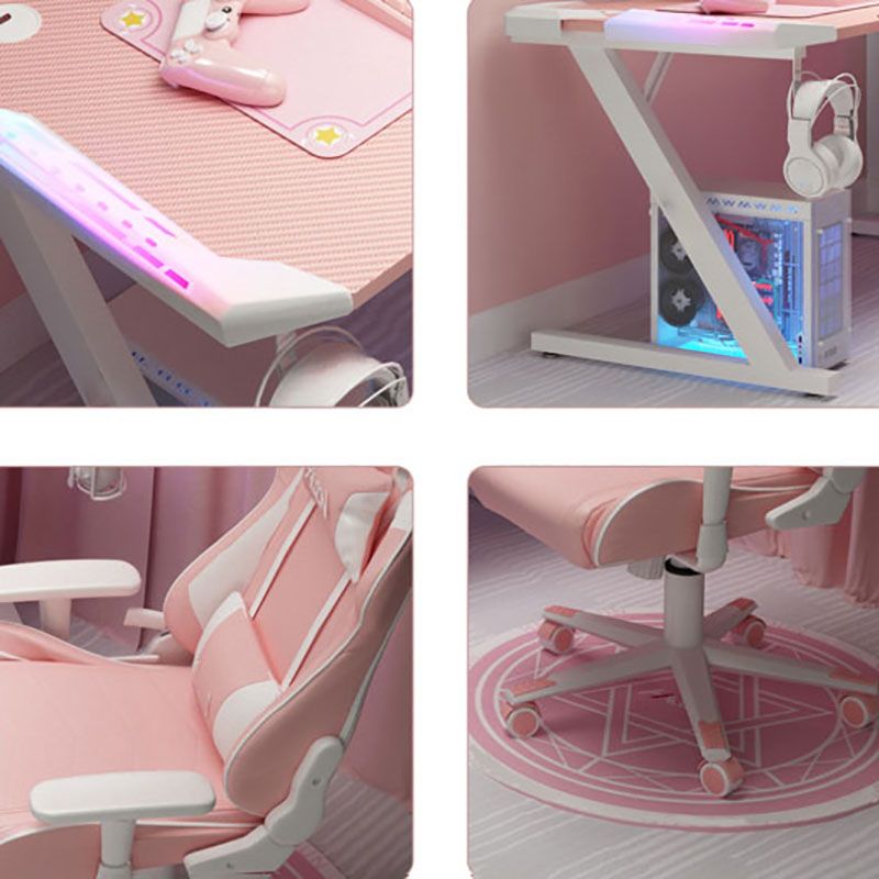 28"H Glam Gaming Desk Cable Management Rectangular Wooden Office Desk Clearhalo 'furn' 'furn_office_desk' 'Furniture' 'Office Desks' 'Office Furniture' 'office_desk' 1200x1200_fe6e7416-e468-4f0f-a789-5237aacdde4a