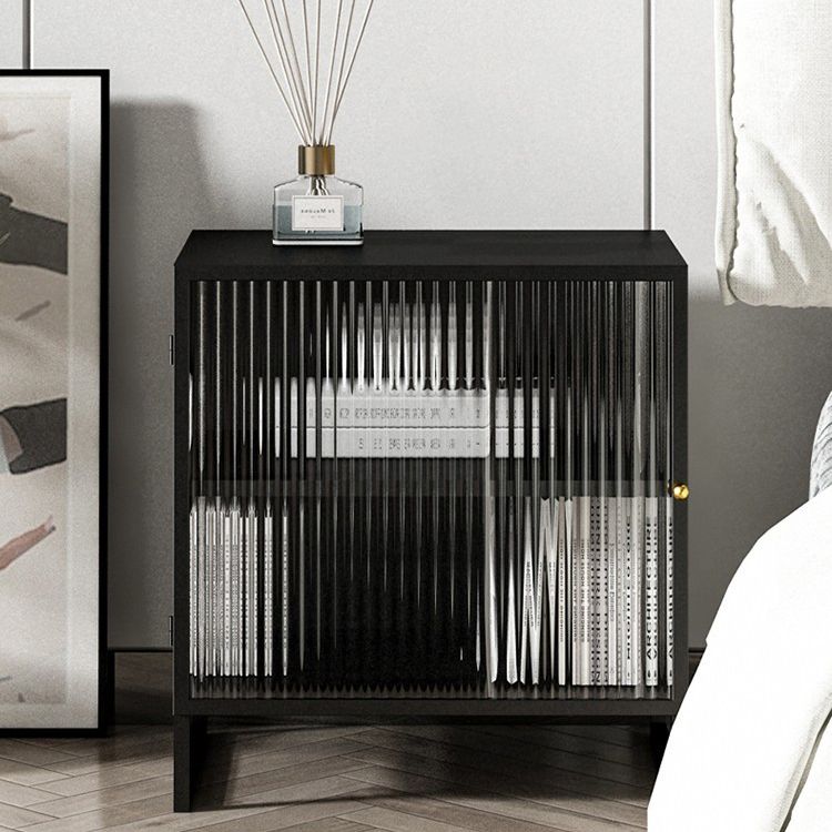 Glass and Metal Bedside Cabinet Modern Minimalist Bedside Table with Legs Clearhalo 'Bedroom Furniture' 'furn' 'furn_night_stand' 'Furniture' 'night_stand' 'Nightstands' 1200x1200_fe6e877a-7379-4ca7-9180-cb96efc48ad0