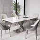 1/4/5/6 Pieces Rectangle Dining Set Sintered Stone Top Dining Table with Leather Chairs
