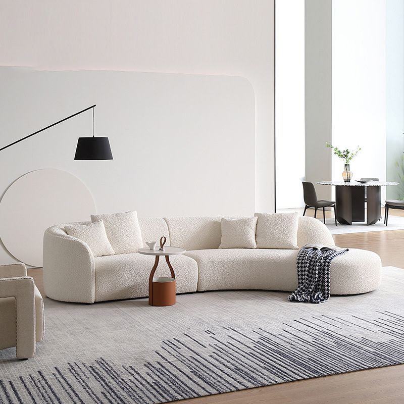 Contemporary Wool Sofa in White Simple Living Room Curved Seating Clearhalo 'furn' 'furn_sectionals' 'Furniture' 'Living Room Furniture' 'Sectionals' 1200x1200_fe6ffaa6-d0bc-4a55-b60c-da50e15e8266