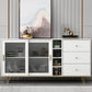 Glam Living Room Buffet Stand MDF Adjustable Shelving Sliding and Glass Doors Credenza Clearhalo 'buffet_sideboard' 'Buffets & Sideboards' 'Furniture' 'furniture_buffet_sideboard' 'Kitchen & Dining Furniture' 1200x1200_fe700833-8d48-474f-8661-33eb9c72023b