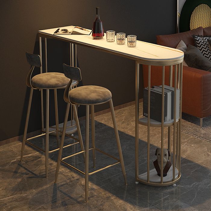 Indoor Oval Pub Dining Set 1/2/3 Pieces Stone and Metal Pub Set with Storage Clearhalo 'Bar Furniture' 'furn' 'furn_home_bar_bar_sets' 'Furniture' 'Home Bars & Bar Sets' 'home_bar_bar_sets' 'Kitchen & Dining Furniture' 1200x1200_fe705d1a-af2f-4567-bf33-7548a27e2d88