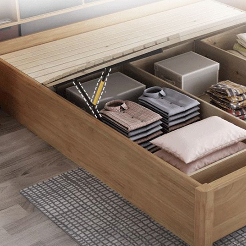 84.65 inch Wide Contemporary Bed Frame Rubberwood Bed with Storage Clearhalo 'Bedroom Furniture' 'Beds' 'furn' 'furn_beds' 'Furniture' 1200x1200_fe72ebfe-6ba7-423c-a000-db172496c73c