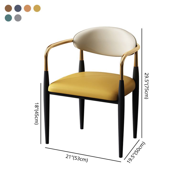 Designer Style Leather Arm Chair Matte Finish Open Back Dining Chair (Set of 2) Clearhalo ' kitchen&dining_furn' 'Dining Chairs' 'Dining Tables & Seating' 'dining_chair' 'furn' 'furn_dining_chair' 'Furniture' 'furniture_dining_chair' 'Kitchen & Dining Furniture' 'kitchen' 1200x1200_fe741aa4-7b9c-40e1-bd4c-774b283394fa