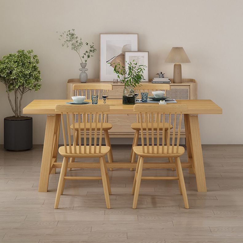 Set di tavolo e panca in legno massiccio moderno 1/2/3/4/5 pezzi set da pranzo rettangolare