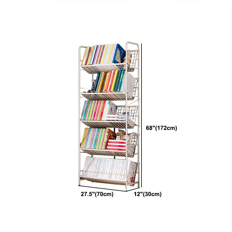 White Etagere Bookshelf Modern 2/3/4/5-Shelf Metal Vertical Bookcase