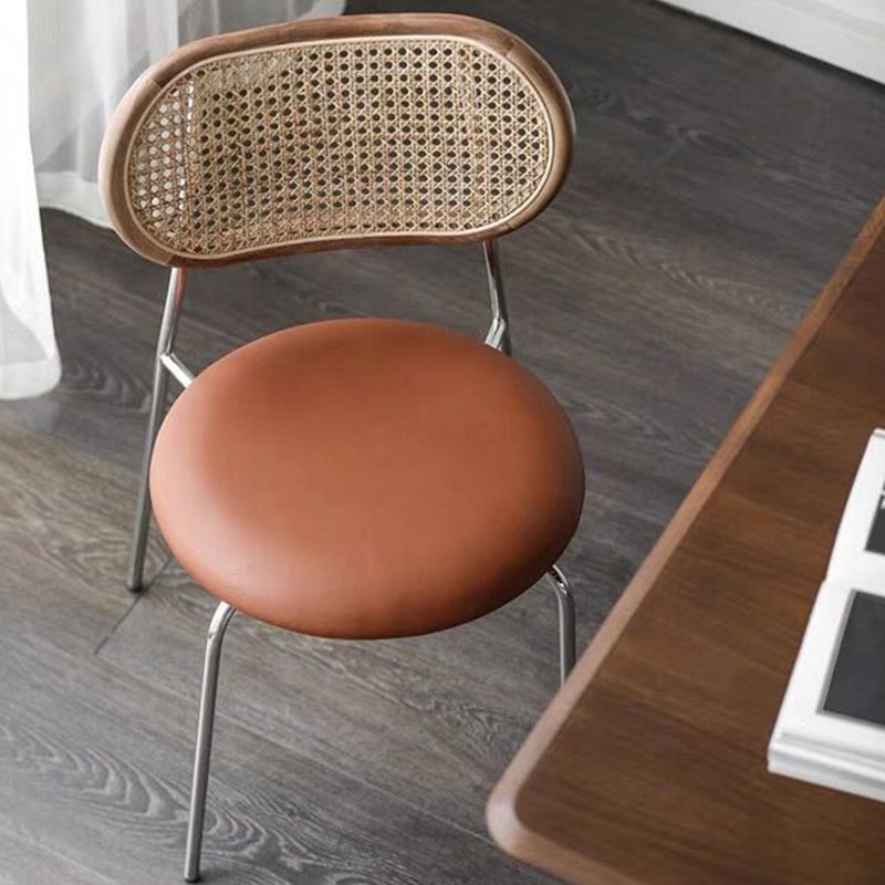 Contemporary Armless Dining Chairs Faux Leather Upholstered Dining Side Chair