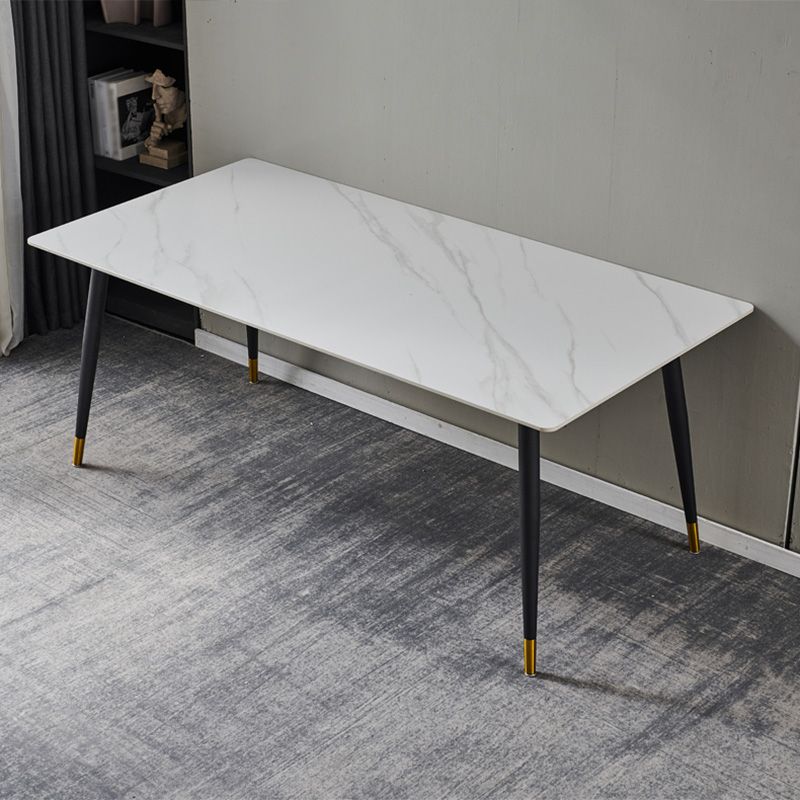 Rectangle Traditional Luxury Table Sintered Stone Table with 4 Black Legs Clearhalo ' dining_table' 'Dining Tables & Seating' 'Dining Tables' 'furn' 'furn_dining_table' 'Furniture' 'furniture_dining_table' 'Kitchen & Dining Furniture' 'kitchen&dining_furn' 'kitchen' 'kitchen_dining_table' 1200x1200_fe7bc040-ba27-4b56-9c09-d1171bcaf9c1