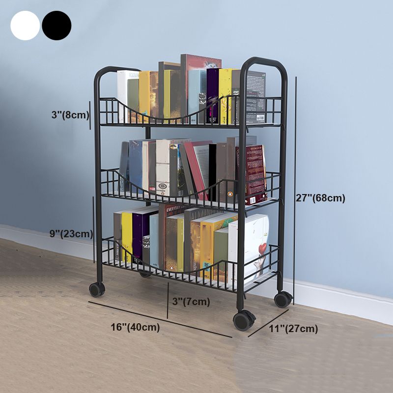 Modern Style Steel Bookshelf Open Shelf Bookcase with Caster Wheels Clearhalo 'Bookcases' 'furn' 'furn_bookcases' 'Furniture' 'furniture_bookcases' 'Office Furniture' 1200x1200_fe7ed978-0b4f-4416-b53b-353dc743de2f