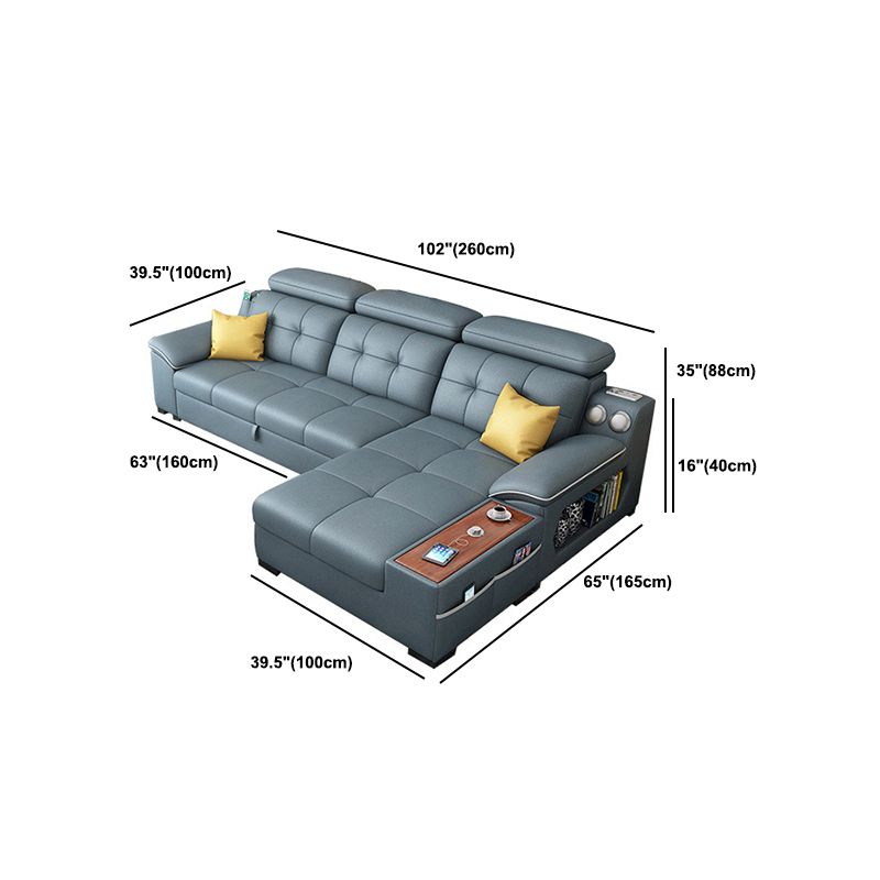 64.96" D x 34.65" H Sleeper Sofa & Chaise Pillow Top Arm Sofa