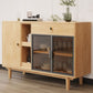 Hedendaags buffettafel massief hout 33.5 "H zijbord met kasten en laden