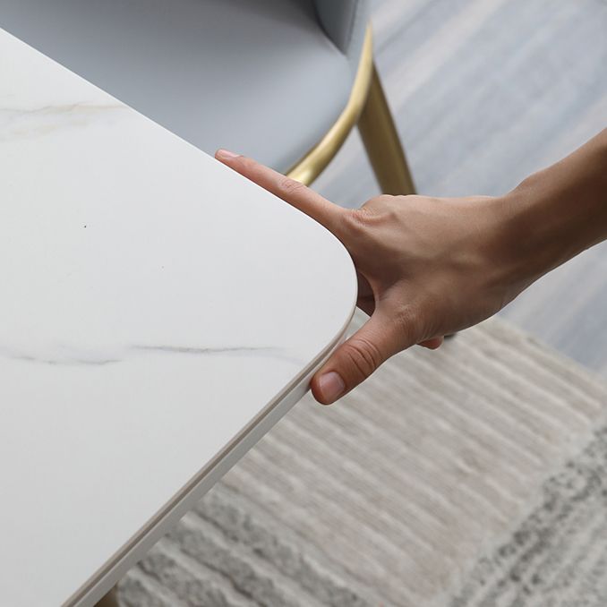 Scandinavian Style Sintered Stone Rectangle Dining Set with 4 Gold Legs Base Clearhalo 'Dining Room Sets' 'Dining Tables & Seating' 'dining_room_set' 'furn' 'furn_dining_room_set' 'Furniture' 'furniture_dining_room_set' 'Kitchen & Dining Furniture' 'kitchen&dining_furn' 'kitchen' 1200x1200_fe847c77-ad0b-4a5a-a741-6dcdeb738f2c