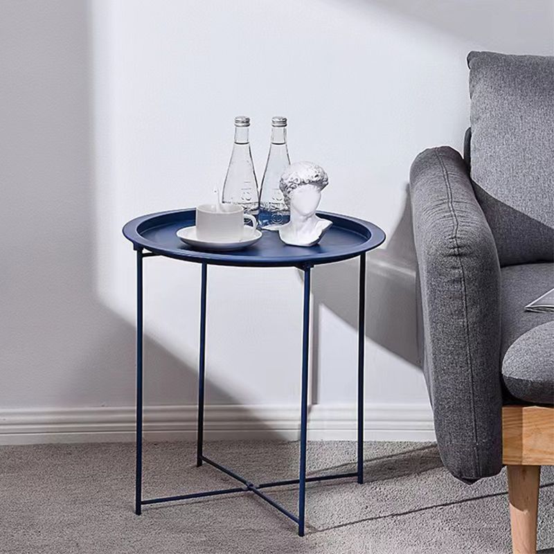 Mid-Century Cross Legs Side Table Metal Round Side End Table Clearhalo 'Coffee & Accent Tables' 'End & Side Tables' 'end_side_tables' 'furn' 'furn_end_side_tables' 'Furniture' 'Living Room Furniture' 1200x1200_fe85b56e-337d-4ef8-87e9-9bf9523ca7f4