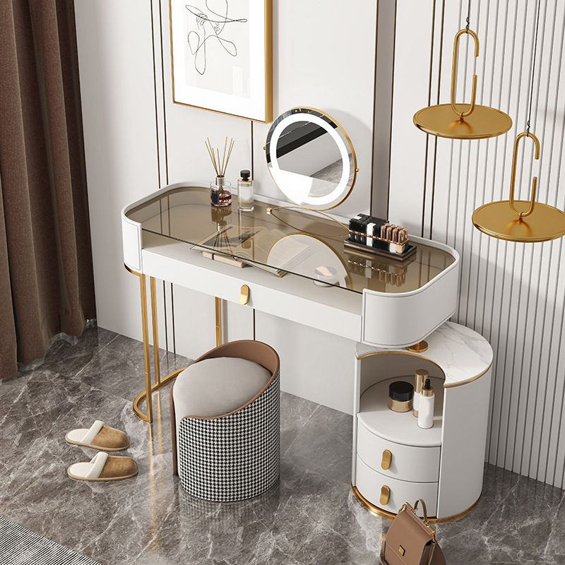 Contemporaneo a 3 cassetti tavolo da toeletta da toeletta per vetro Top -trucco Vanity scrivania