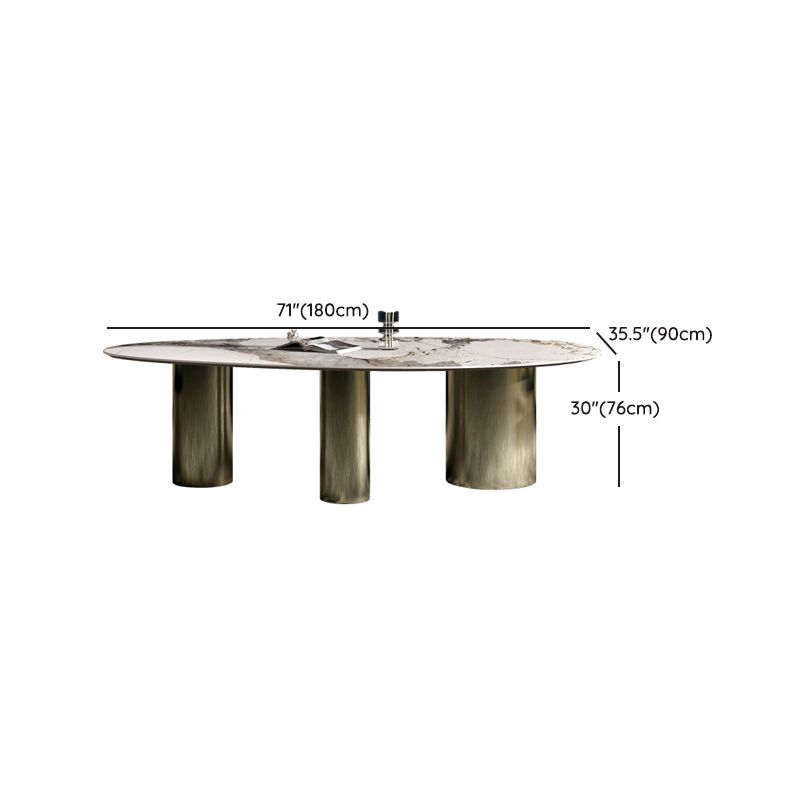 Sintered Stone Home Desk Luxury Oval Shape Fixed Table for Dining Room Clearhalo 'Dining Tables & Seating' 'Dining Tables' 'dining_table' 'furn' 'furn_dining_table' 'Furniture' 'Kitchen & Dining Furniture' 1200x1200_fe8752e6-5786-4cc8-8765-4bf0a68834b6