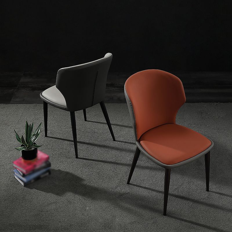 モダンレストランレザーサイドチェアマットフィニッシュウィングバックダイニングチェア