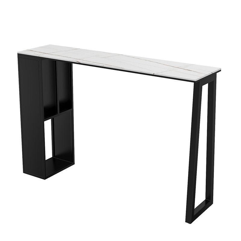 Rectangle Stone Black Metal Bar Height Table Industrial Double Pedestal Bar Table Clearhalo 'Bar Furniture' 'Bar Tables' 'bar_tables' 'furn' 'furn_bar_tables' 'Furniture' 'Kitchen & Dining Furniture' 1200x1200_fe8b8c69-668d-42d2-9650-d7a1aec05f8e