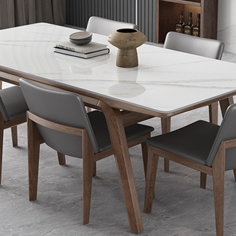 Rectangle Table Medieval Modern Sintered Stone Top Dining Table with Wooden Base Clearhalo 'Dining Tables & Seating' 'Dining Tables' 'dining_table' 'furn' 'furn_dining_table' 'Furniture' 'Kitchen & Dining Furniture' 1200x1200_fe8d7ba0-4661-40b5-80a3-88e3ebb346bd