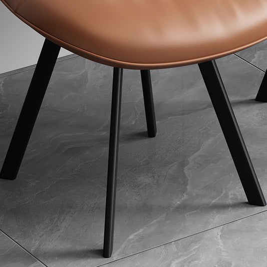 Sedie da pranzo in acciaio nero sedia moderna a bracciole senza braccio con rivestimento in pelle finta