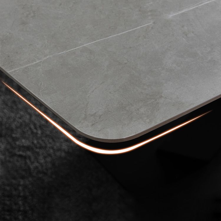 Modern Sintered Stone Gray Dining Set with Rectangle Tabale and Metal Base Dining Set Clearhalo 'Dining Room Sets' 'Dining Tables & Seating' 'dining_room_set' 'furn' 'furn_dining_room_set' 'Furniture' 'furniture_dining_room_set' 'Kitchen & Dining Furniture' 'kitchen&dining_furn' 'kitchen' 1200x1200_fe8e9e1c-805f-4a00-b4a0-0d4b1b4bcab1