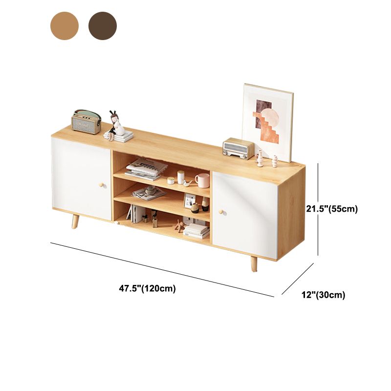 Open Shelving TV Stand Console Engineered Wood Stand Console with Wooden Legs