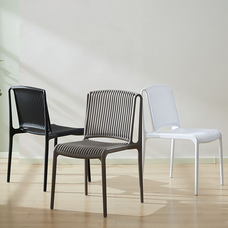 Scandinavian Stackable Armless Dining Chairs Plastic Slat Back Side Chair Clearhalo ' kitchen&dining_furn' 'Dining Chairs' 'Dining Tables & Seating' 'dining_chair' 'furn' 'furn_dining_chair' 'Furniture' 'furniture_dining_chair' 'Kitchen & Dining Furniture' 'kitchen' 1200x1200_fe91bfa5-8cb1-4694-8268-e618f8f3fcdd