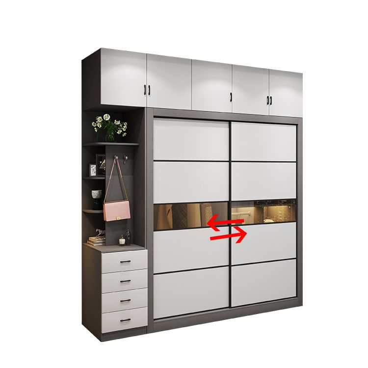 Contemporary Style Wooden Wardrobe White Colour Soft Close Door Wardrobe Closet Clearhalo 'Armoires & Wardrobes' 'armoires_wardrobes' 'Bedroom Furniture' 'furn' 'furn_armoires_wardrobes' 'Furniture' 1200x1200_fe91f6a5-6b42-421d-b5de-65b35793d29c