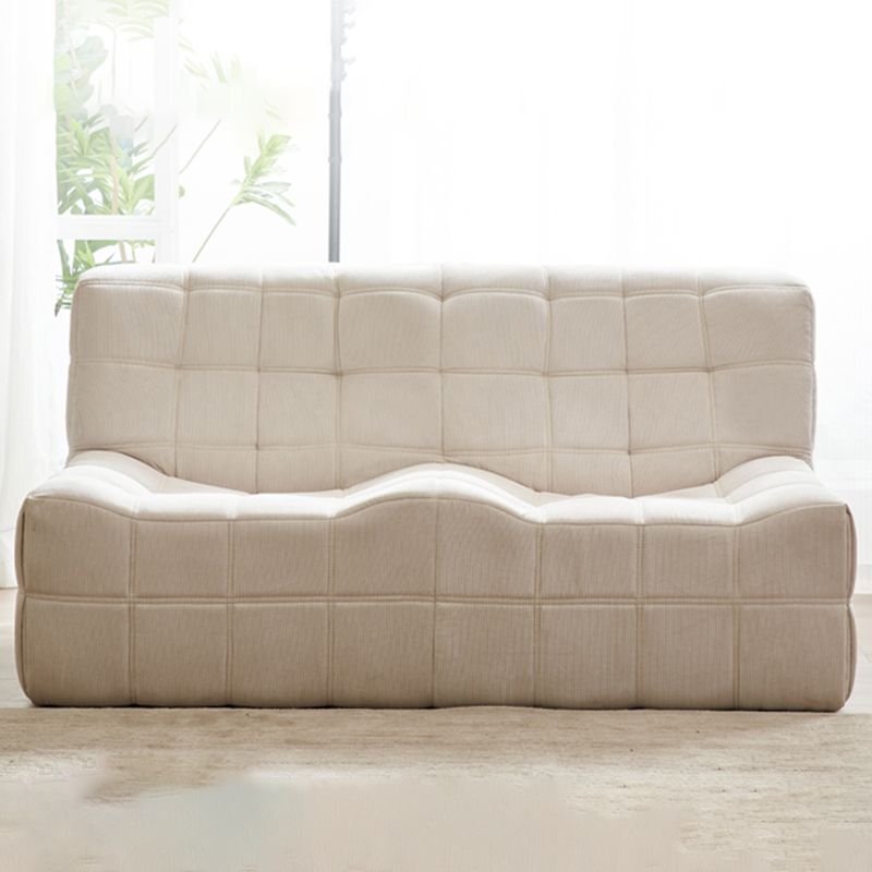 Scandinavian Corduroy Armless Sofa Minimalist 59" Wide Loveseat