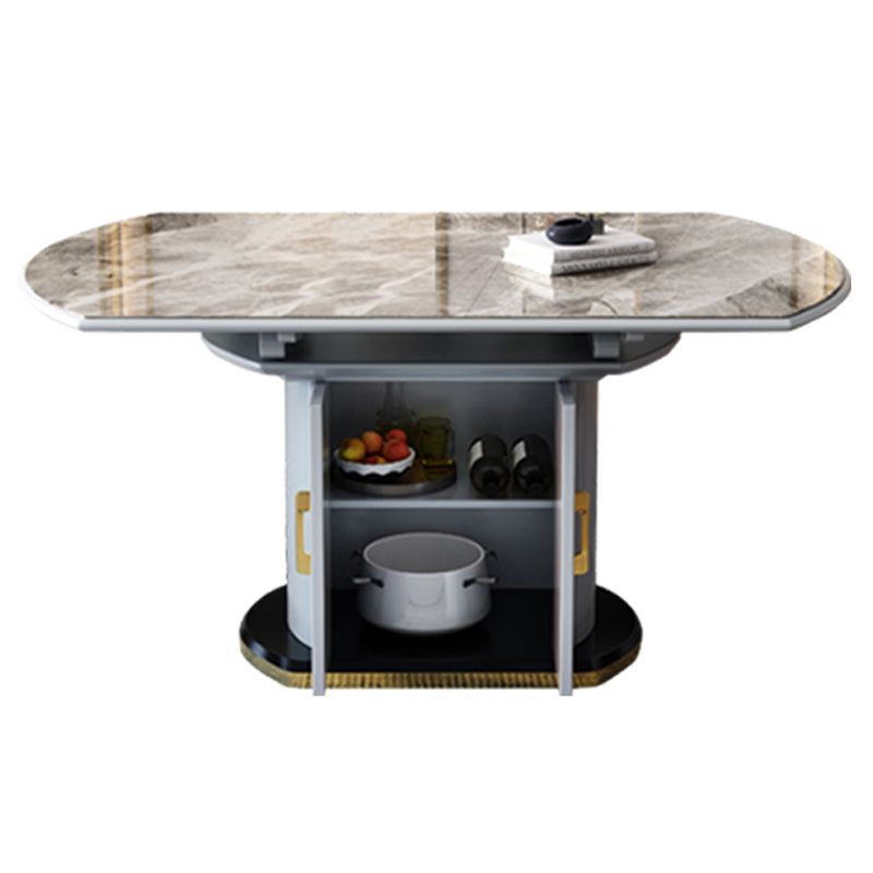 Modern Style Sintered Stone Dining Table Drop-Leaf Round Table with Metal Base Clearhalo ' dining_table' 'Dining Tables & Seating' 'Dining Tables' 'furn' 'furn_dining_table' 'Furniture' 'furniture_dining_table' 'Kitchen & Dining Furniture' 'kitchen&dining_furn' 'kitchen' 'kitchen_dining_table' 1200x1200_fe9338fa-60ea-49e7-90d9-488452a812b9