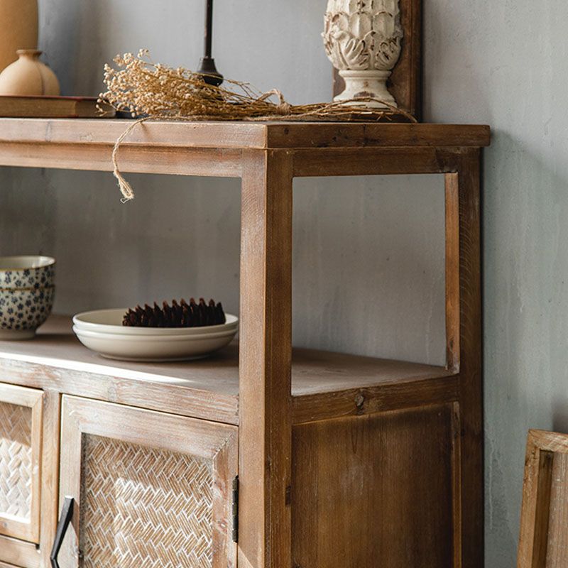 Traditional Wooden Dining Server Open Storage Sideboard for Dining Room Clearhalo 'buffet_sideboard' 'Buffets & Sideboards' 'furn' 'furn_buffet_sideboard' 'Furniture' 'Kitchen & Dining Furniture' 1200x1200_fe936db3-f02b-439d-aa48-cedbc8f8b429