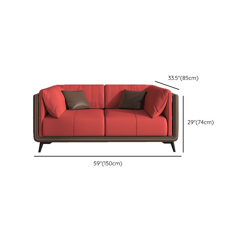 Genuine Leather Sofa Stationary Square Arm Seating for Living Room