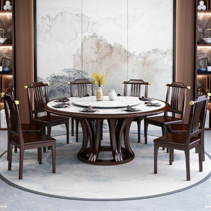 Pedestal Dining Table Convertible Dining Table for Dining Room Clearhalo 'Dining Tables & Seating' 'Dining Tables' 'dining_table' 'furn' 'furn_dining_table' 'Furniture' 'Kitchen & Dining Furniture' 1200x1200_fe975656-7825-4eb7-b044-067a7695a0b3